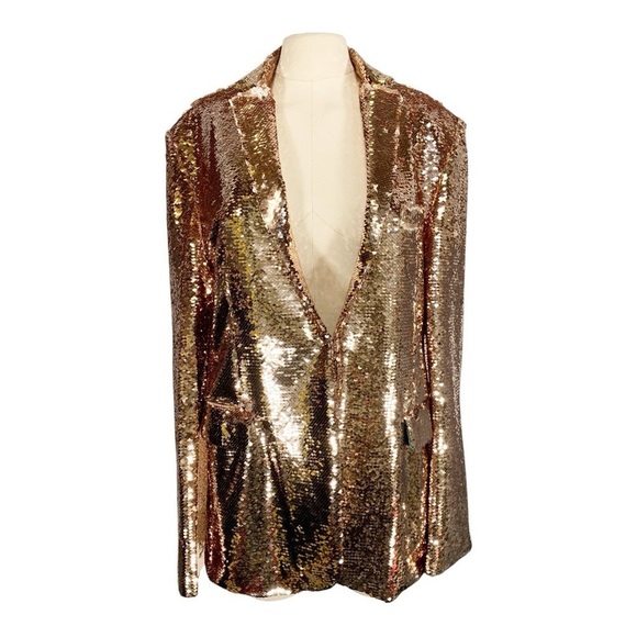 Any Old Iron Absolut Elyx Copper Sequin Blazer Jacket Size Large - Picture 1 of 13